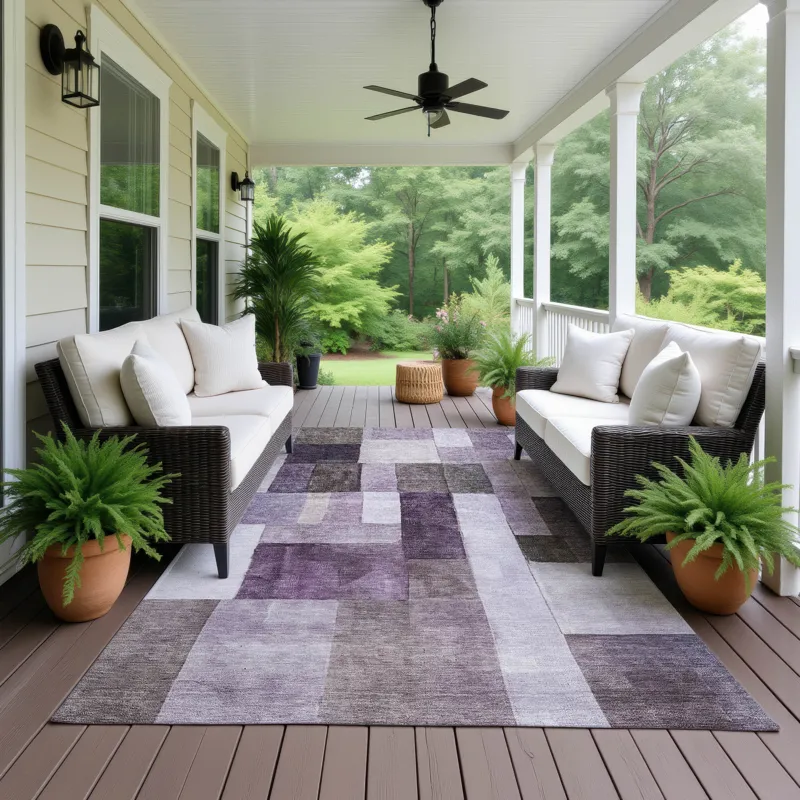 Machine Washable Indoor/Outdoor Neo Eggplant 5\' x 7\'6\" Rug