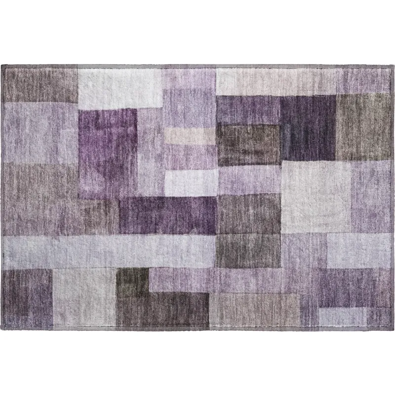 Machine Washable Indoor/Outdoor Neo Eggplant 1\'8\" x 2\'6\" Rug
