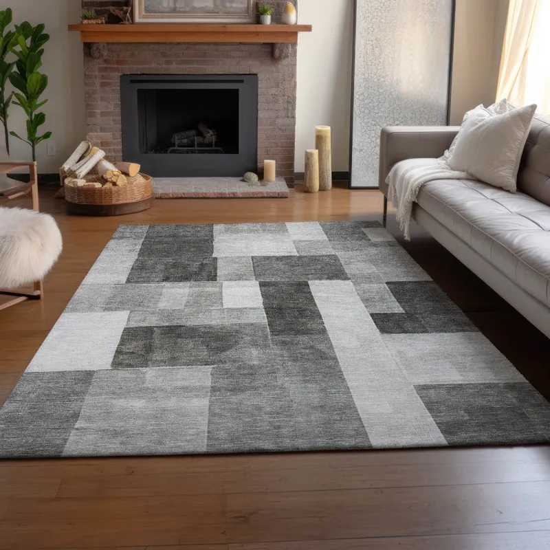 Machine Washable Indoor/Outdoor Neo Pewter 5\' x 7\'6\" Rug
