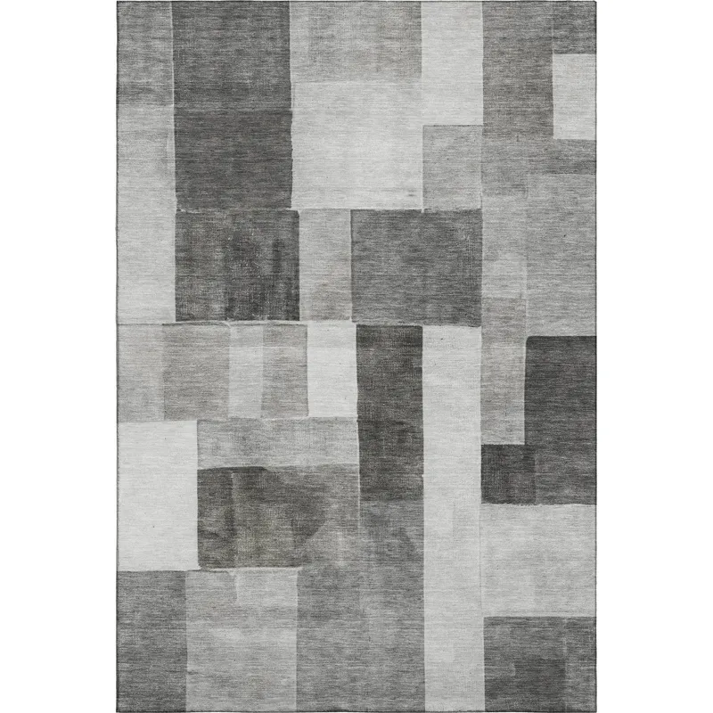 Machine Washable Indoor/Outdoor Neo Pewter 5\' x 7\'6\" Rug