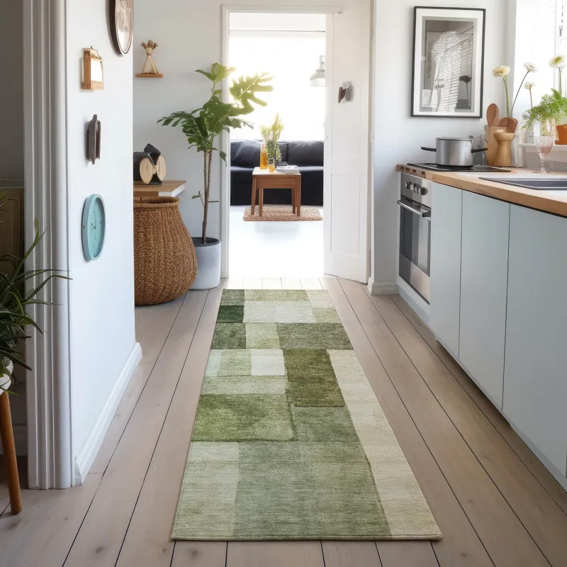 Machine Washable Indoor/Outdoor Neo Sage 2\'3\" x 7\'6\" Runner Rug