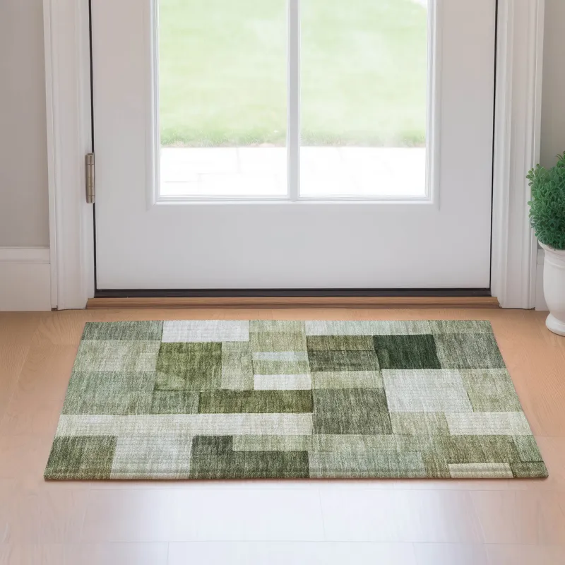 Machine Washable Indoor/Outdoor Neo Sage 1\'8\" x 2\'6\" Rug