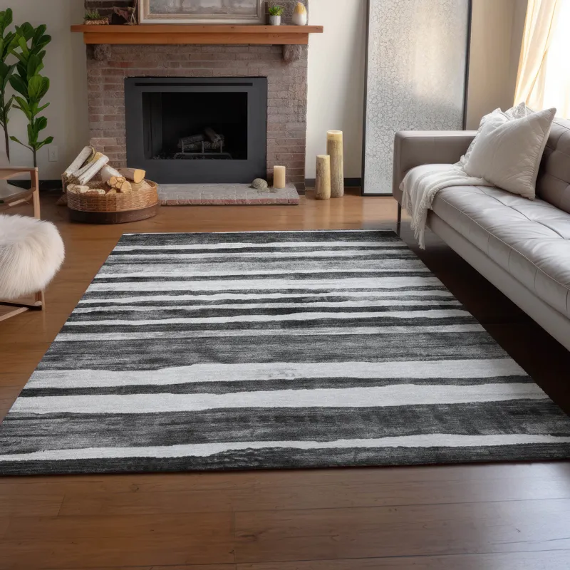 Machine Washable Indoor/Outdoor Neo Charcoal 5\' x 7\'6\" Rug