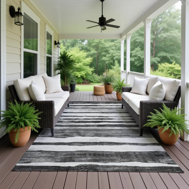Machine Washable Indoor/Outdoor Neo Charcoal 5\' x 7\'6\" Rug