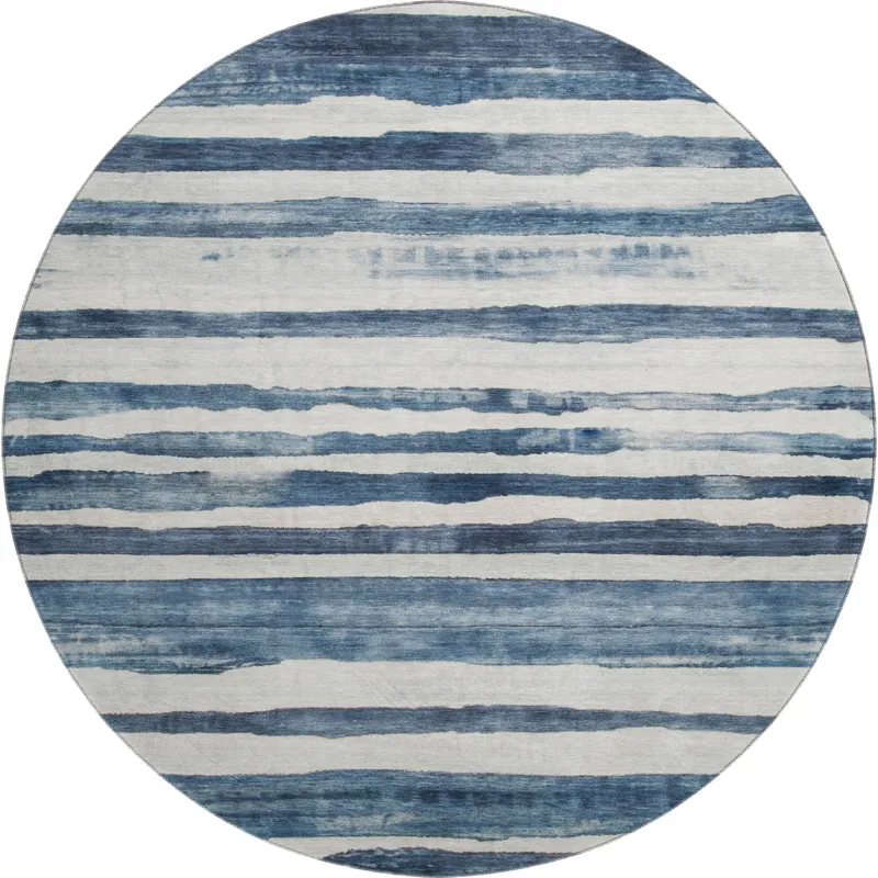 Machine Washable Indoor/Outdoor Neo Denim 8\' x 8\' Round Rug