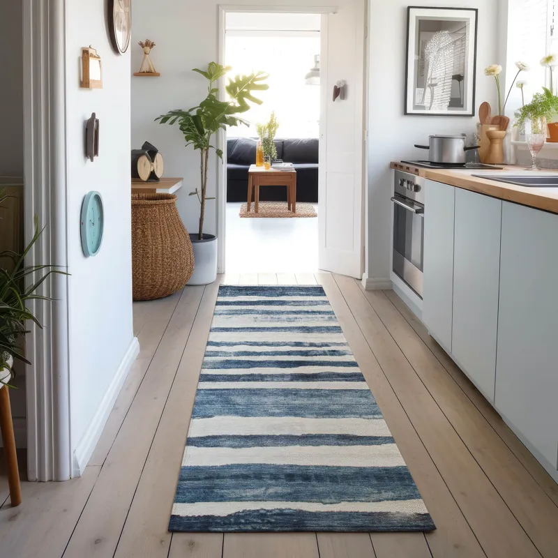 Machine Washable Indoor/Outdoor Neo Denim 2\'3\" x 7\'6\" Runner Rug
