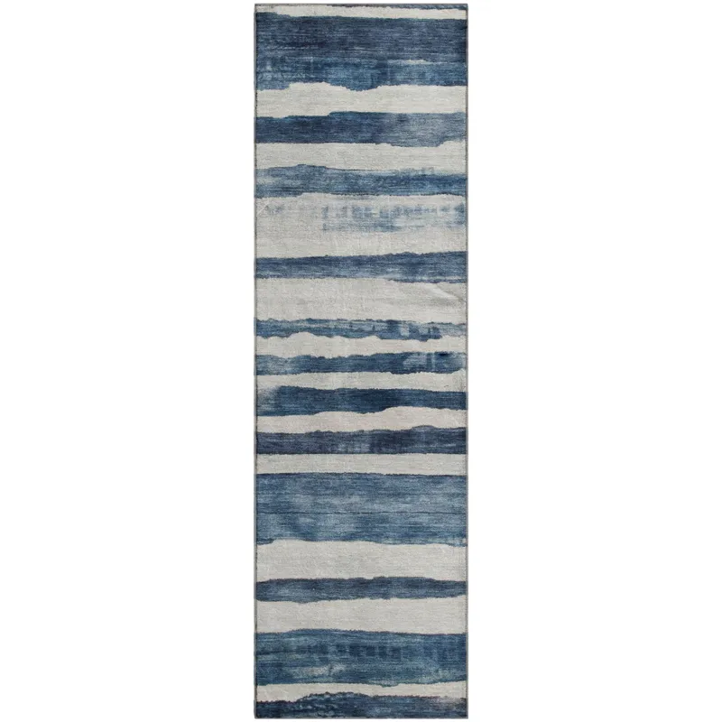 Machine Washable Indoor/Outdoor Neo Denim 2\'3\" x 7\'6\" Runner Rug