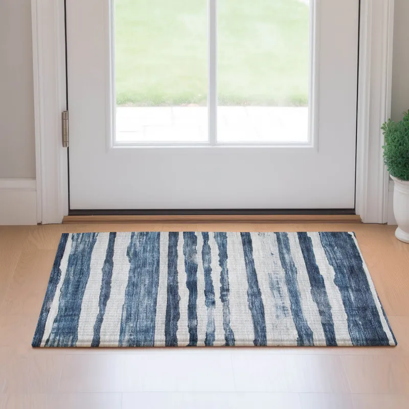 Machine Washable Indoor/Outdoor Neo Denim 1\'8\" x 2\'6\" Rug