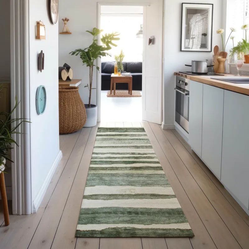 Machine Washable Indoor/Outdoor Neo Sage 2\'3\" x 7\'6\" Runner Rug