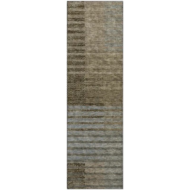 Machine Washable Indoor/Outdoor Neo Taupe 2\'3\" x 7\'6\" Runner Rug