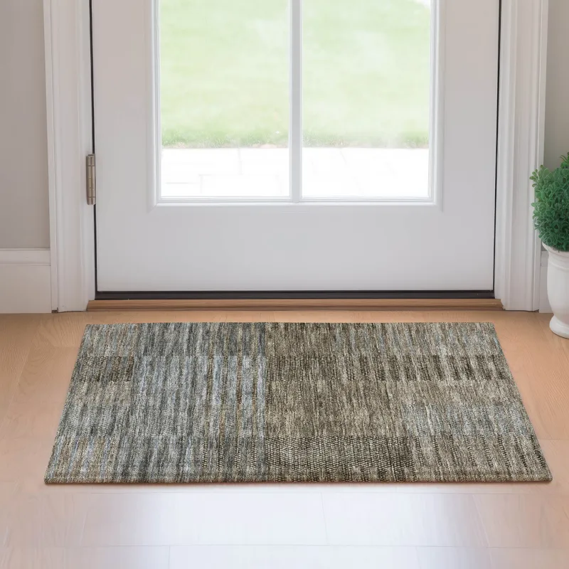 Machine Washable Indoor/Outdoor Neo Taupe 1\'8\" x 2\'6\" Rug