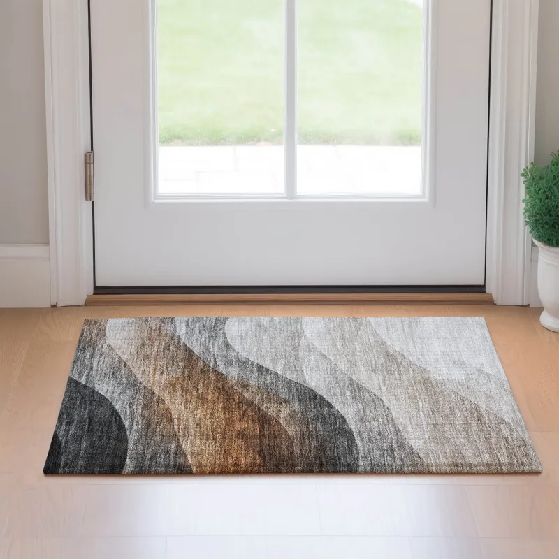 Machine Washable Indoor/Outdoor Neo Khaki 1\'8\" x 2\'6\" Rug