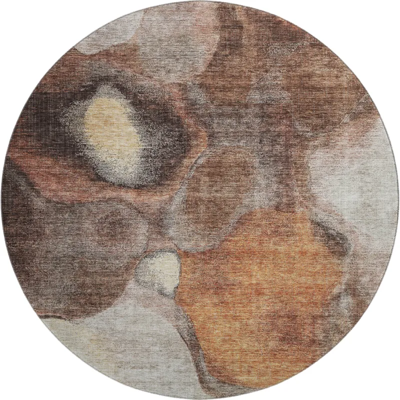 Machine Washable Indoor/Outdoor Neo Coffee 8\' x 8\' Round Rug