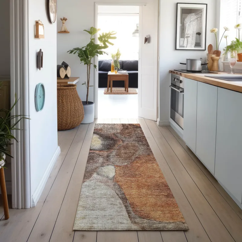 Machine Washable Indoor/Outdoor Neo Coffee 2\'3\" x 7\'6\" Runner Rug