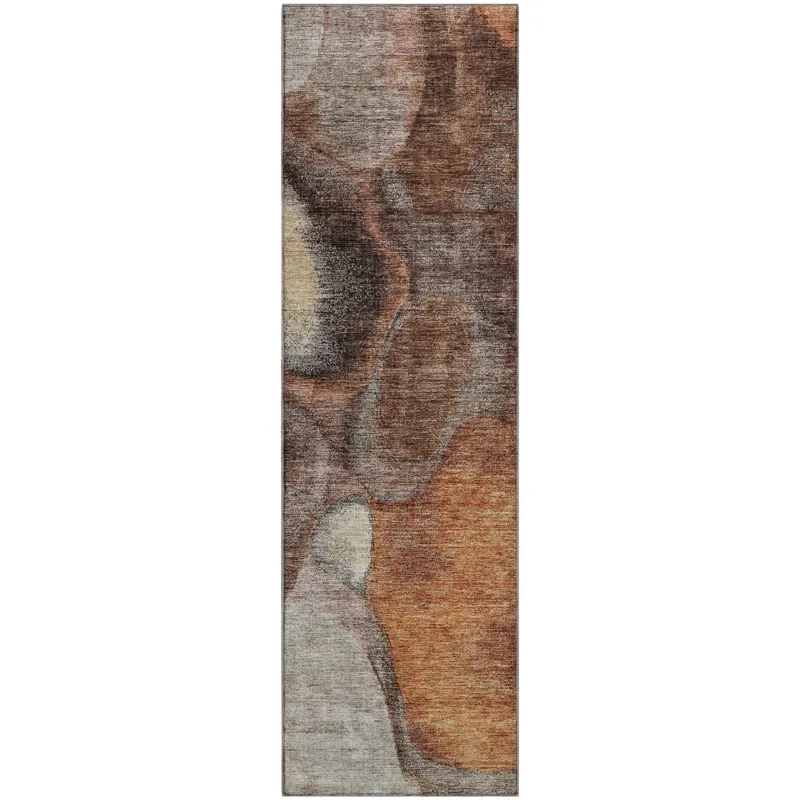 Machine Washable Indoor/Outdoor Neo Coffee 2\'3\" x 7\'6\" Runner Rug