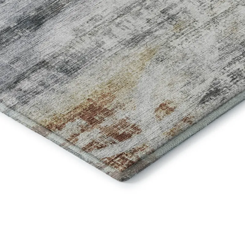 Machine Washable Indoor/Outdoor Neo Silver 2\'3\" x 7\'6\" Runner Rug
