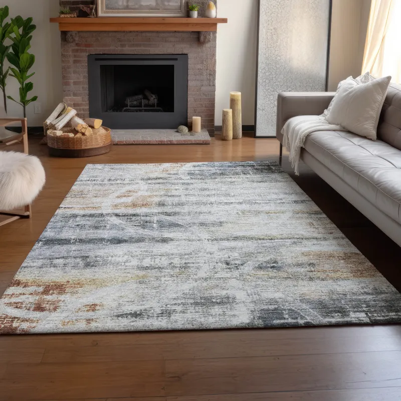 Machine Washable Indoor/Outdoor Neo Silver 5\' x 7\'6\" Rug