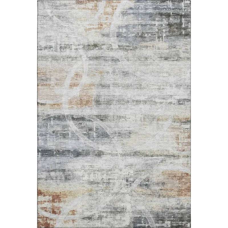 Machine Washable Indoor/Outdoor Neo Silver 5\' x 7\'6\" Rug