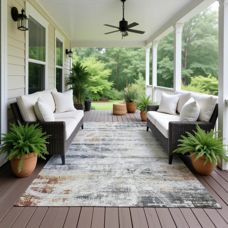 Machine Washable Indoor/Outdoor Neo Silver 5\' x 7\'6\" Rug