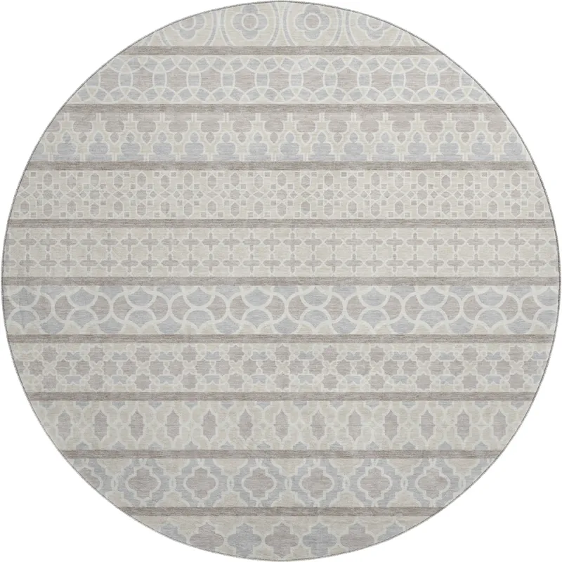 Machine Washable Indoor/Outdoor Neo Ivory 8\' x 8\' Round Rug