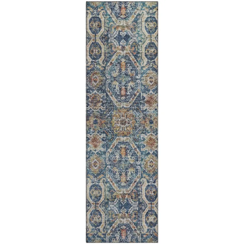 Machine Washable Indoor/Outdoor Neo Denim 2\'3\" x 7\'6\" Runner Rug