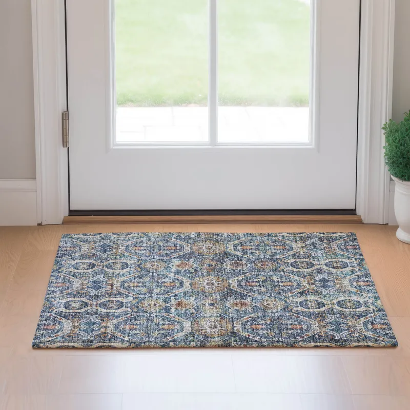 Machine Washable Indoor/Outdoor Neo Denim 1\'8\" x 2\'6\" Rug