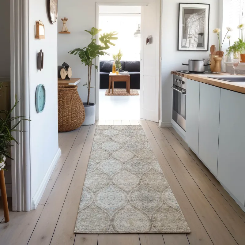 Machine Washable Indoor/Outdoor Neo Linen 2\'3\" x 7\'6\" Runner Rug