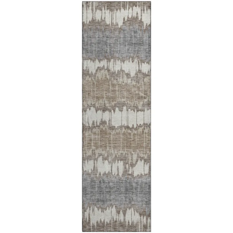 Machine Washable Indoor/Outdoor Neo Taupe 2\'3\" x 7\'6\" Runner Rug