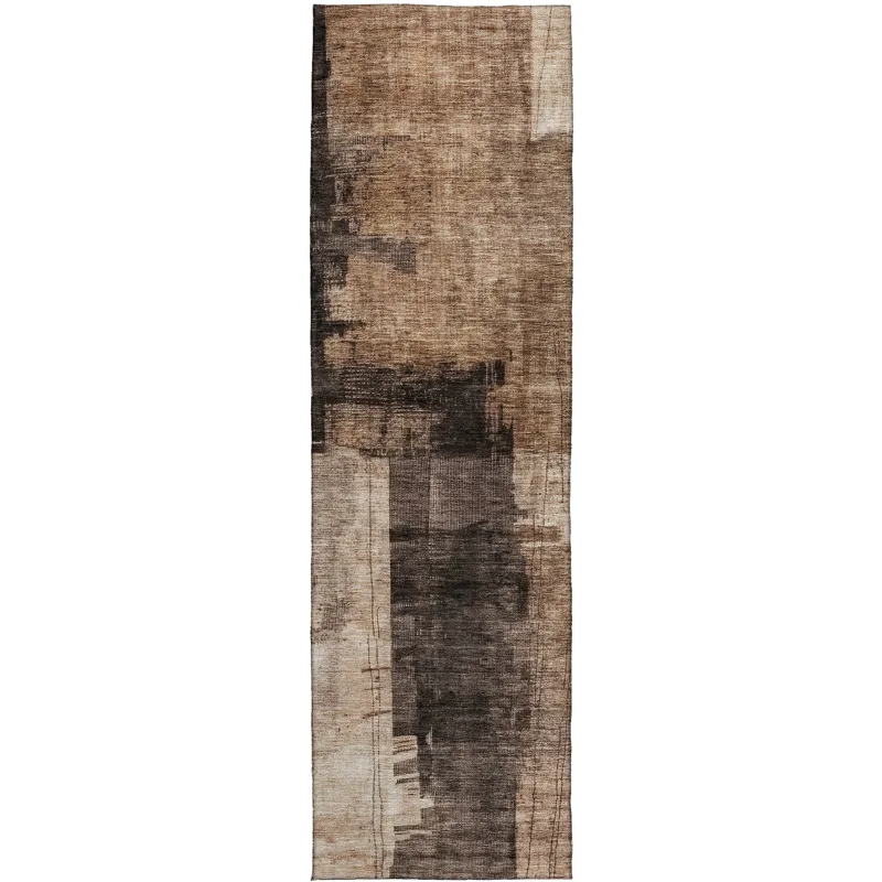 Indoor/Outdoor Nouveau Brown 2\'3\" x 7\'6\" Runner Rug