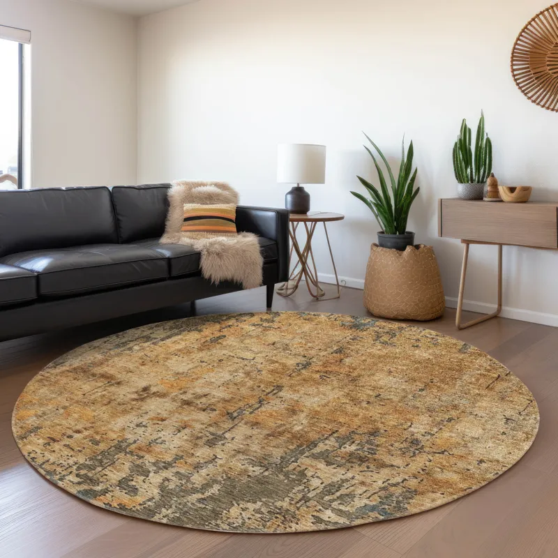 Indoor/Outdoor Nouveau Copper 8\' x 8\' Round Rug