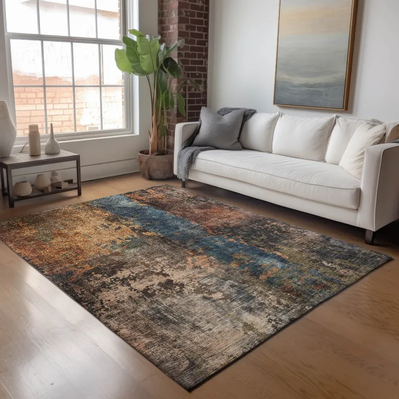 Indoor/Outdoor Nouveau Blue 3\' x 5\' Rug