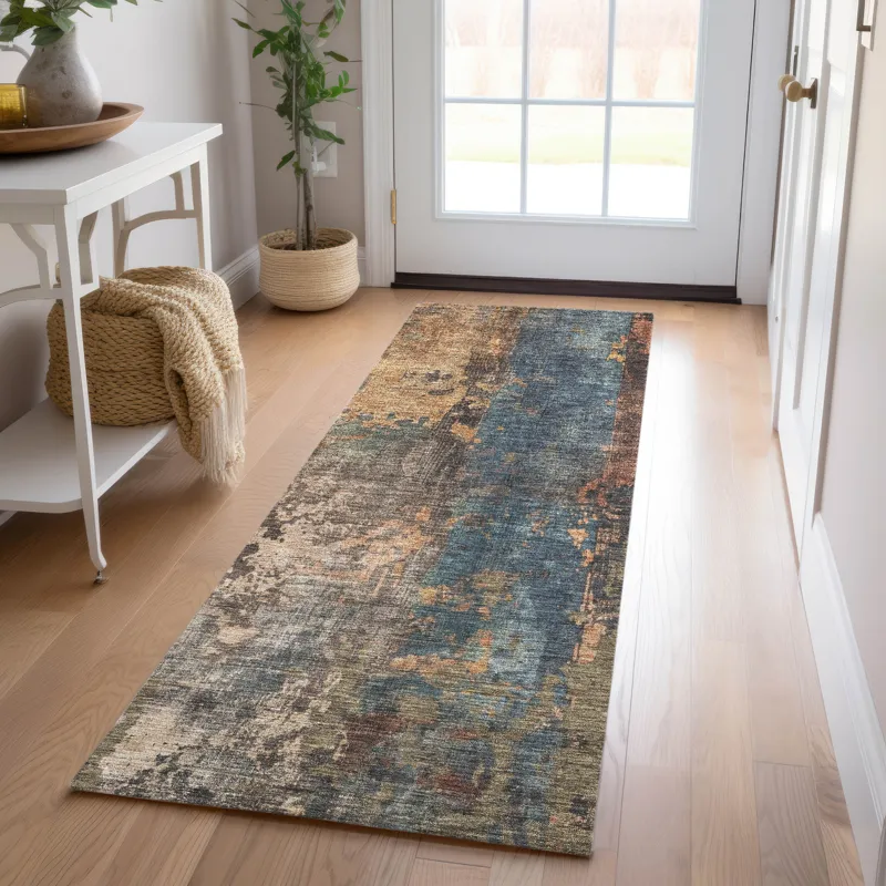 Indoor/Outdoor Nouveau Blue 2\'3\" x 7\'6\" Runner Rug