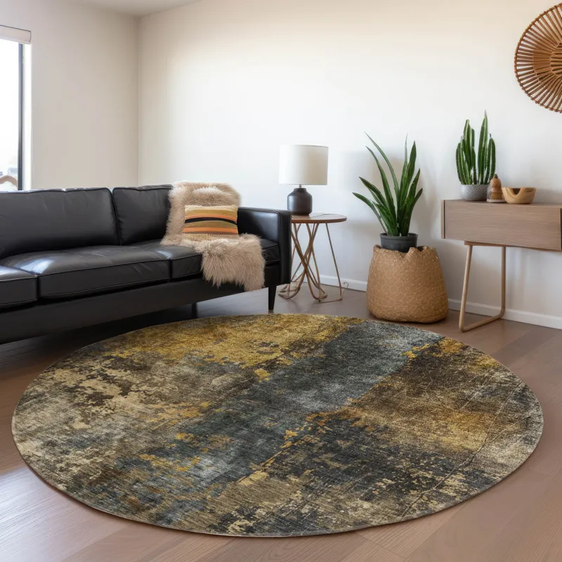 Indoor/Outdoor Nouveau Gray 8\' x 8\' Round Rug