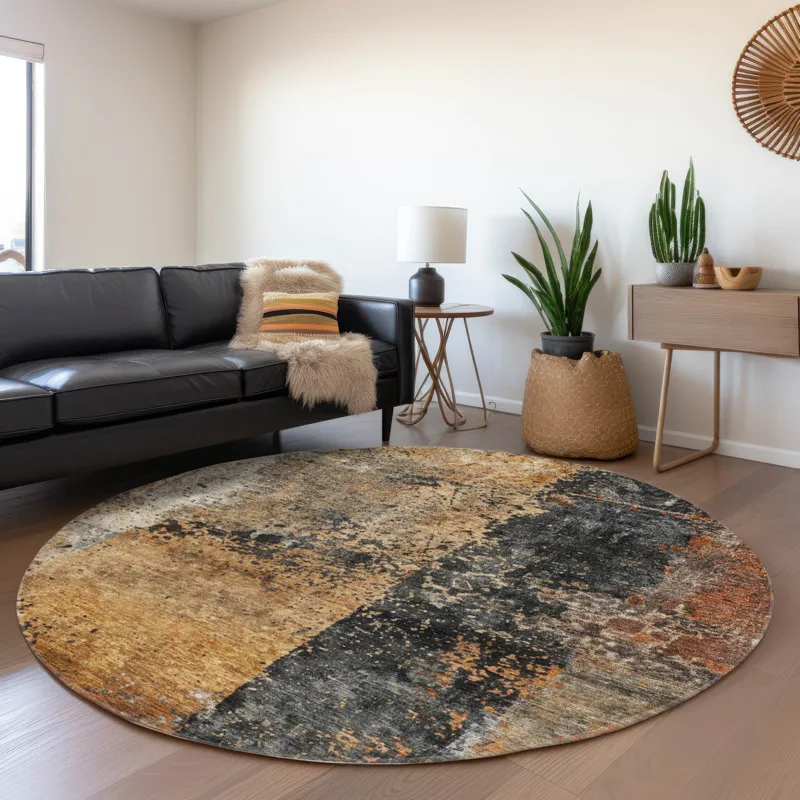Indoor/Outdoor Nouveau Copper 8\' x 8\' Round Rug