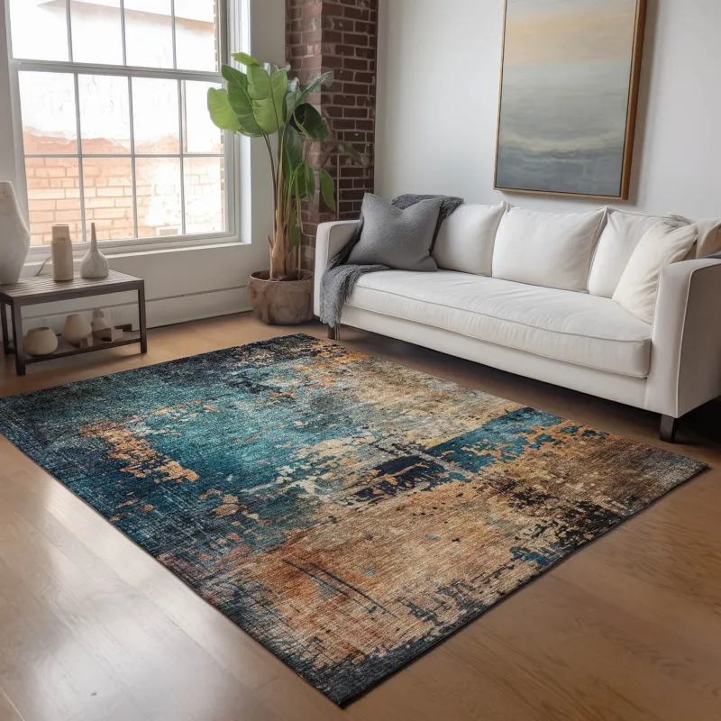 Indoor/Outdoor Nouveau Teal 10\' x 14\' Rug