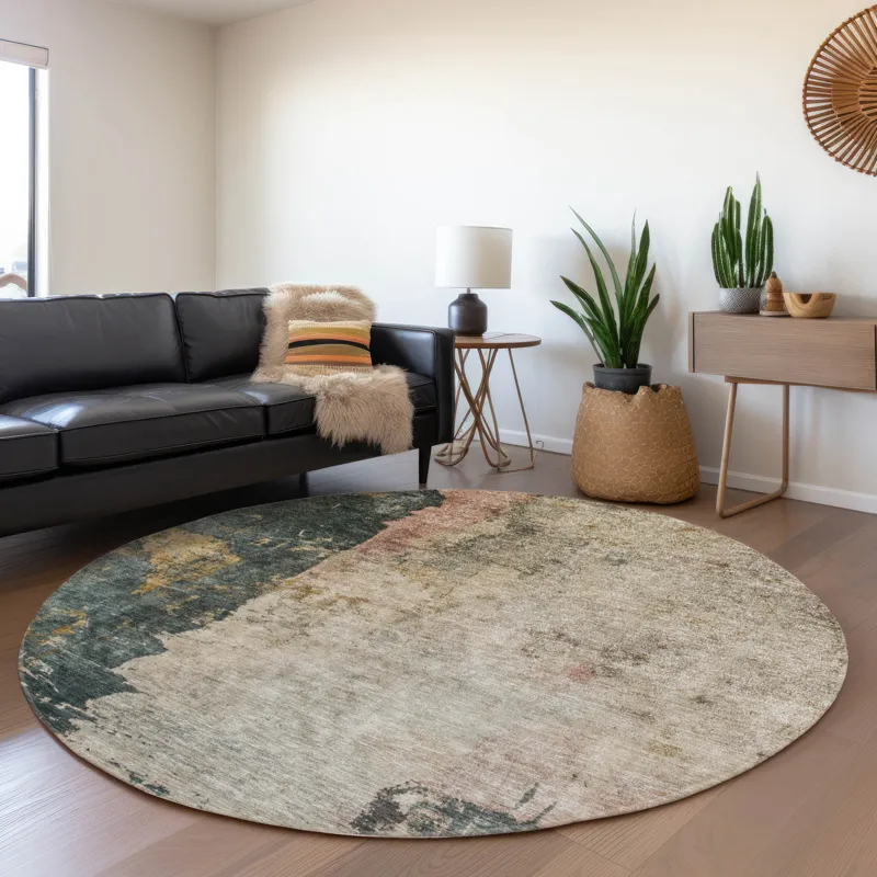 Indoor/Outdoor Nouveau Taupe 8\' x 8\' Round Rug