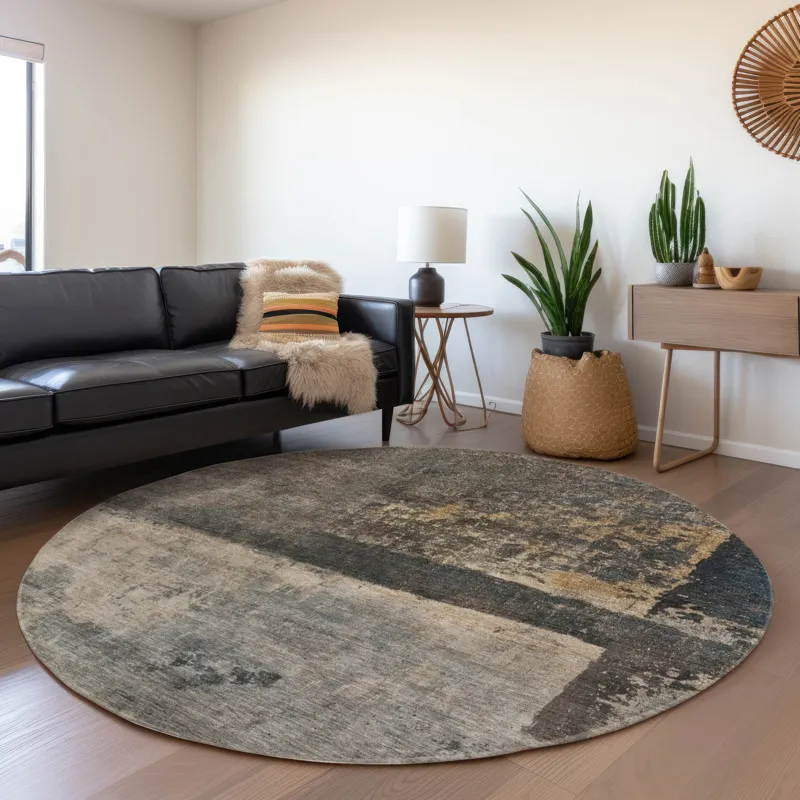 Indoor/Outdoor Nouveau Coffee 8\' x 8\' Round Rug