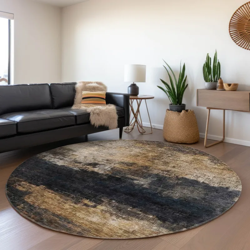 Indoor/Outdoor Nouveau Charcoal 8\' x 8\' Round Rug