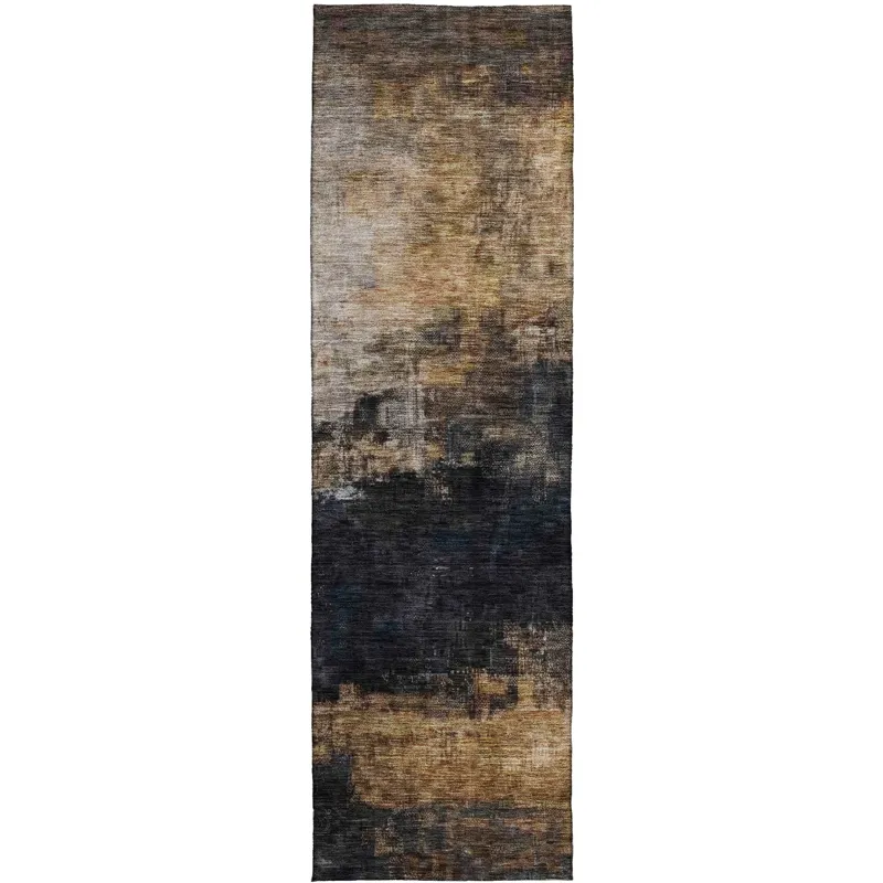 Indoor/Outdoor Nouveau Charcoal 2\'3\" x 7\'6\" Runner Rug
