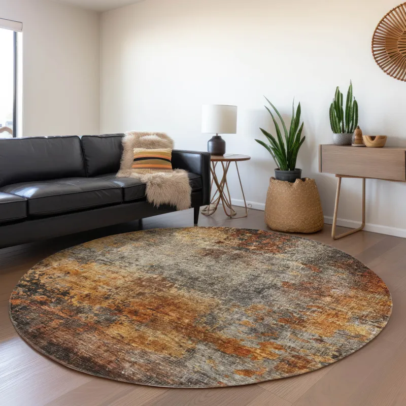 Indoor/Outdoor Nouveau Paprika 8\' x 8\' Round Rug