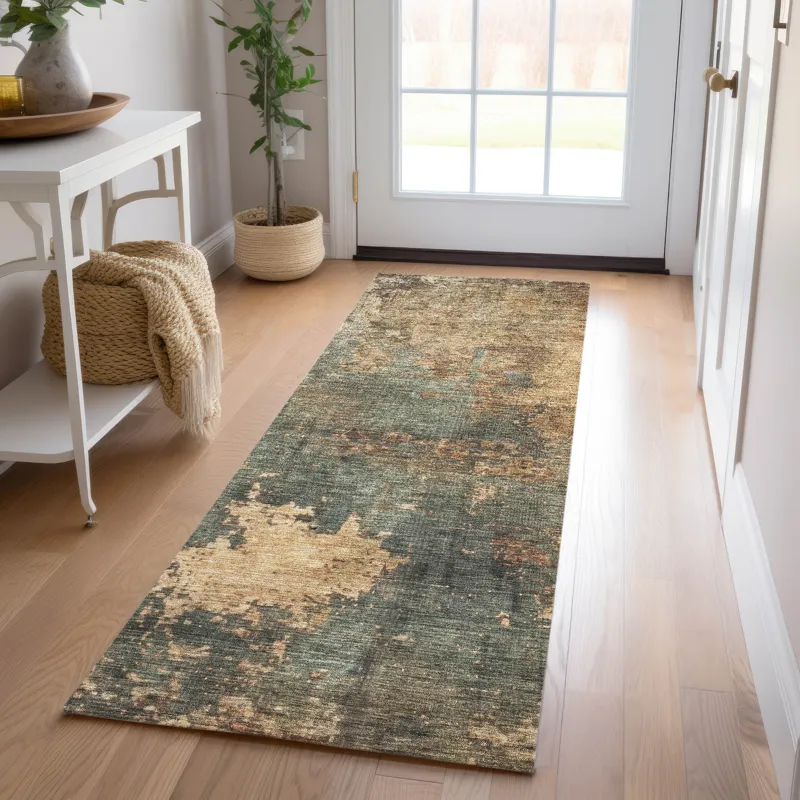 Indoor/Outdoor Nouveau Sage 2\'3\" x 7\'6\" Runner Rug