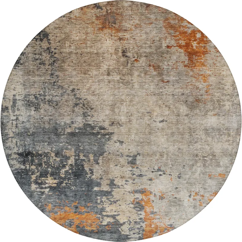 Indoor/Outdoor Nouveau Khaki 8\' x 8\' Round Rug