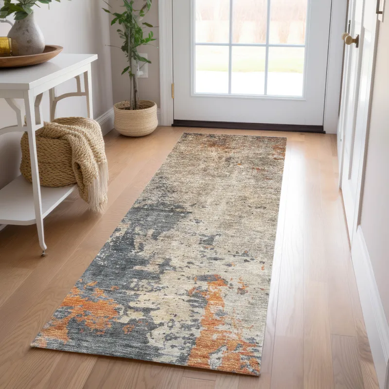 Indoor/Outdoor Nouveau Khaki 2\'3\" x 7\'6\" Runner Rug