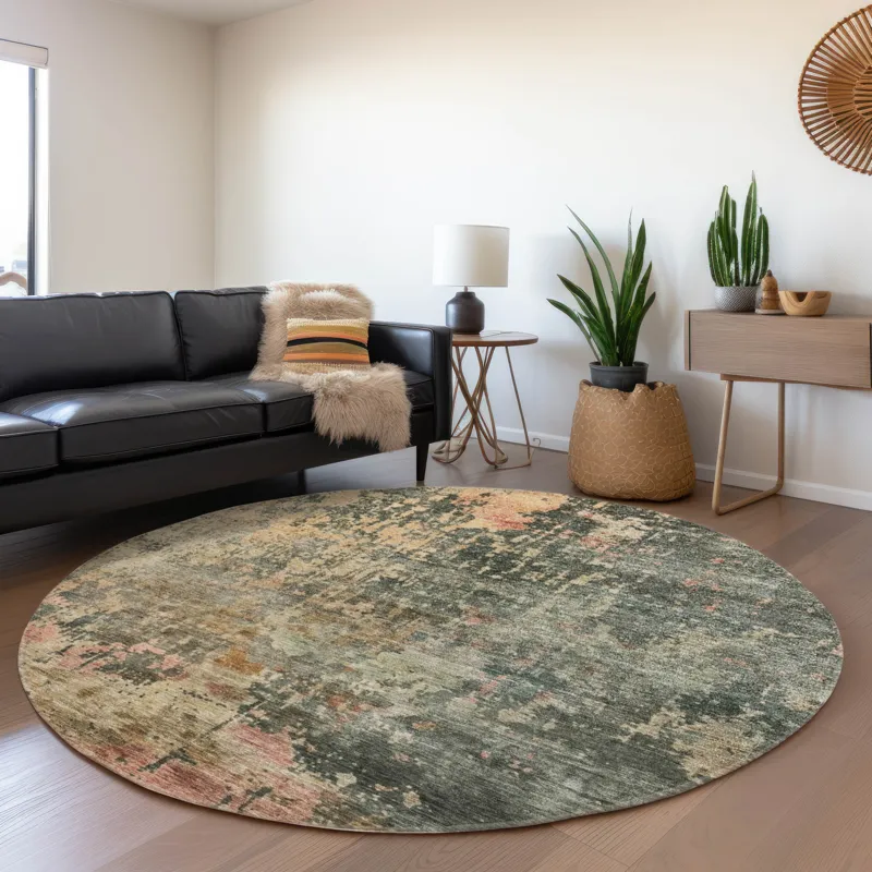 Indoor/Outdoor Nouveau Sage 8\' x 8\' Round Rug