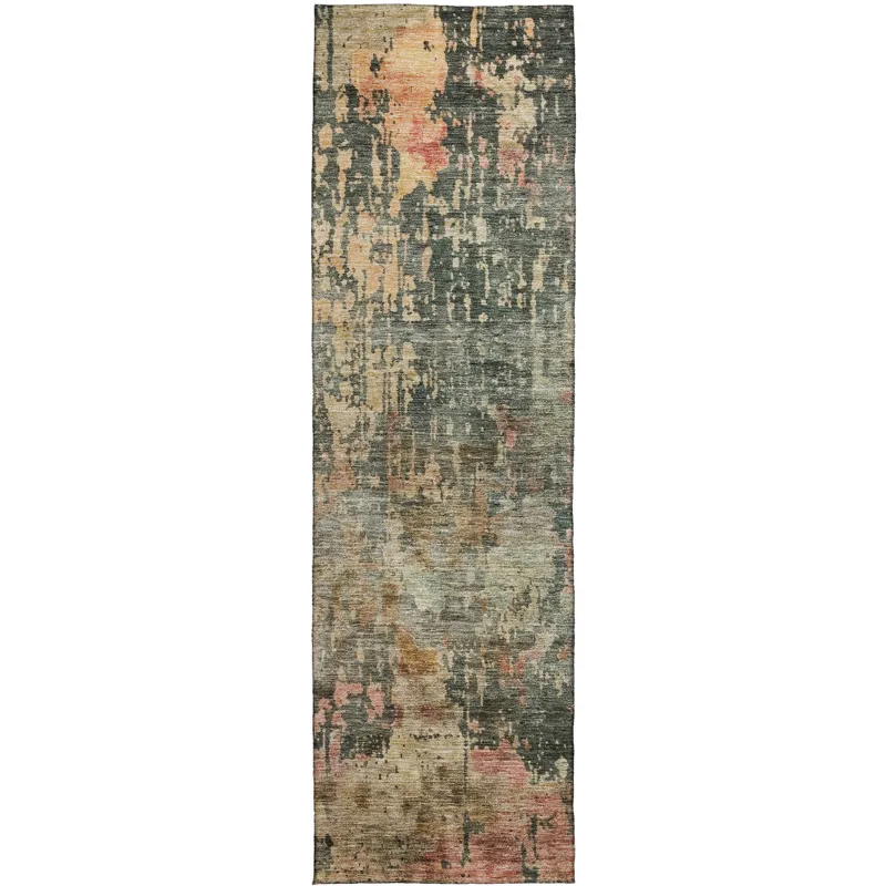 Indoor/Outdoor Nouveau Sage 2\'3\" x 7\'6\" Runner Rug