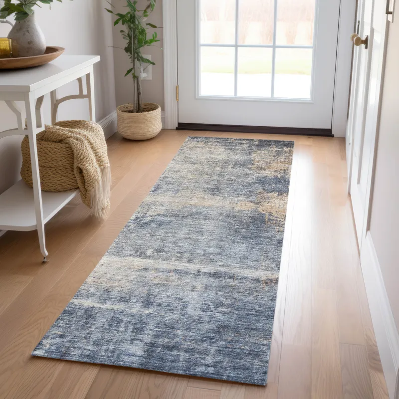 Indoor/Outdoor Nouveau Denim 2\'3\" x 7\'6\" Runner Rug