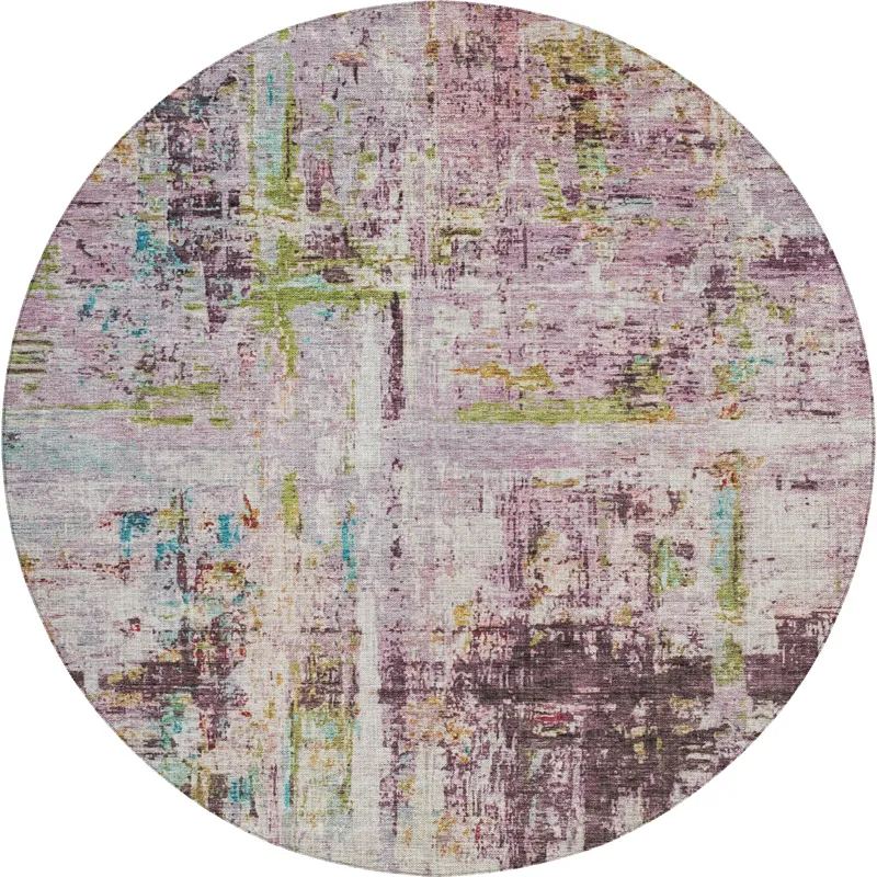 Indoor/Outdoor Nouveau Lavender 8\' x 8\' Round Rug