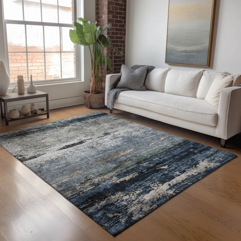 Indoor/Outdoor Nouveau Navy 3\' x 5\' Rug