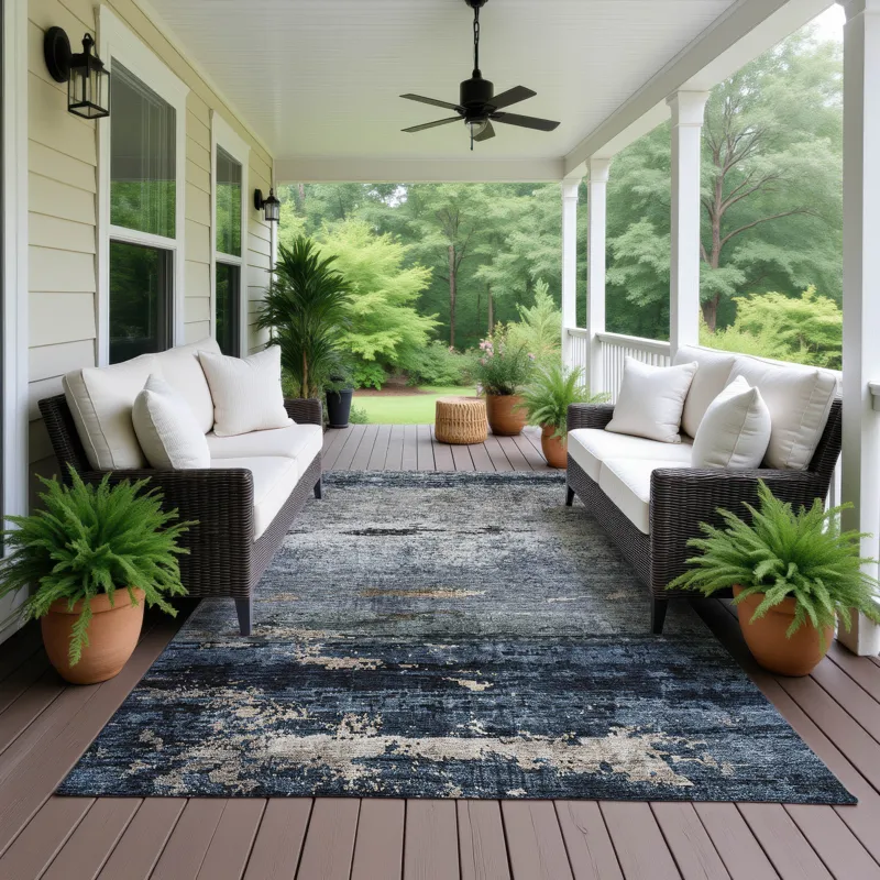 Indoor/Outdoor Nouveau Navy 3\' x 5\' Rug