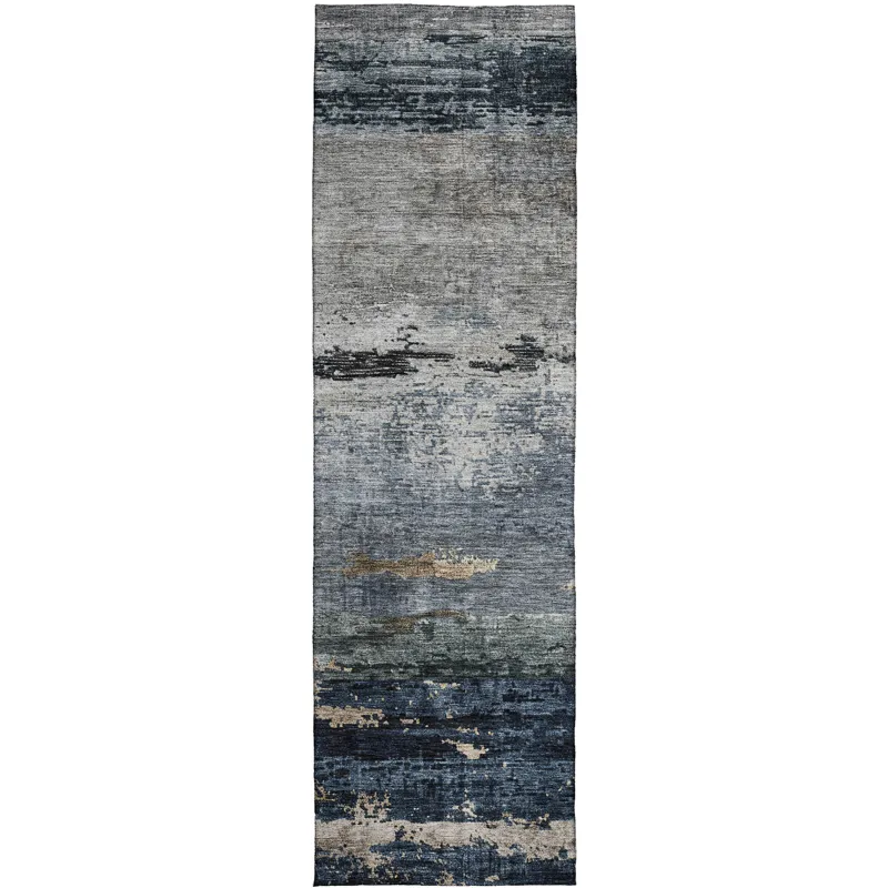 Indoor/Outdoor Nouveau Navy 2\'3\" x 7\'6\" Runner Rug